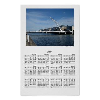 Calendar 2014 Bridge Dublin Ireland Poster