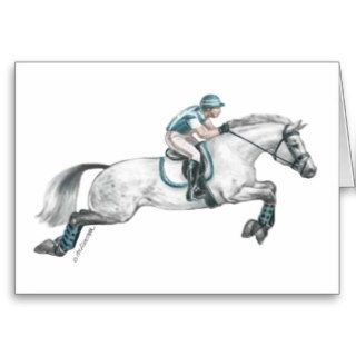 Dapple Grey Eventing Horse Jumping Greeting Card