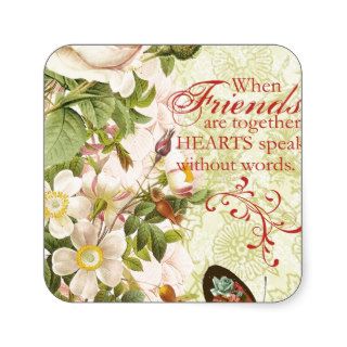 Victorian Floral Friendship Square Stickers
