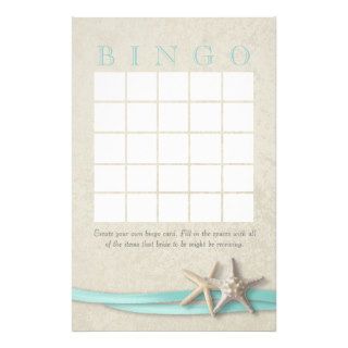 Starfish Bridal Shower Bingo Stationery Paper
