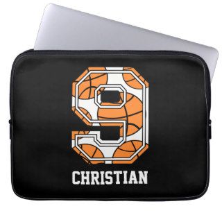 Personalized Basketball Number 9 Laptop Sleeves