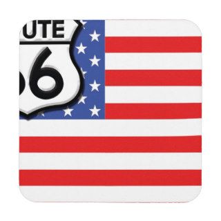 Route 66 American Flag Patriotic Beverage Coaster