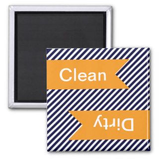 Navy Blue Striped Clean   Dirty Dishwasher Magnets