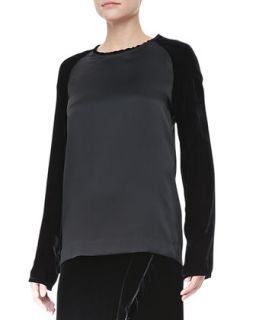 Womens Velvet Sleeve Raglan Shirt   Haider Ackermann   Black (36/6)