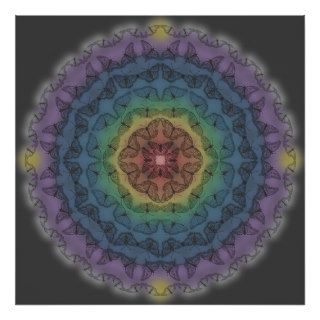 Butterfly Outline Mandala Over Rainbow 1 Poster