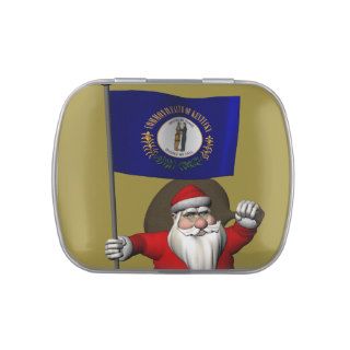 Santa Claus With Banner Of Kentucky Candy Tins