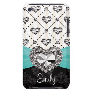 Turquoise Rhinestone Heart iPod Touch 4 Case Mate Barely There iPod Case