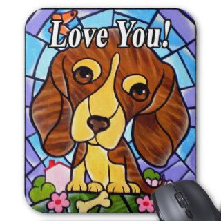 I Love You Pet Dog Animal Painting Art   Multi Mousepad