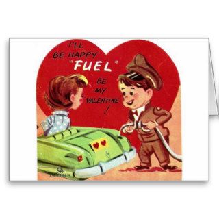 Vintage Gas Station Attendant Valentine's Day Card