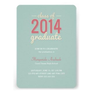 High School Graduation Party Photo Mint Pink 2014 Personalized Invites