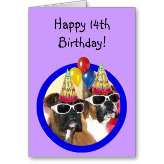 Happy 14th Birthday boxers greeting card