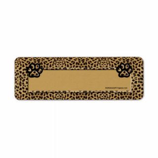 Cat Paw Cheetah Print Address Label
