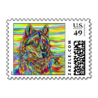 Psychedelic Wolf postage stamp