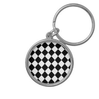 Black Checkered Mod Racing Pattern Keychain