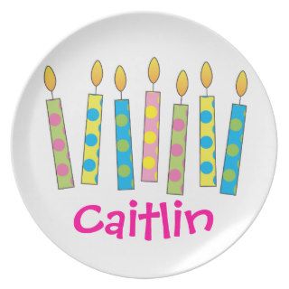 Polka Dot Birthday Candles Personalized Plate