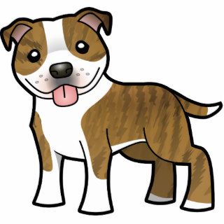 Cartoon Pit Bull / Staffie (brown brindle pied) Cut Out