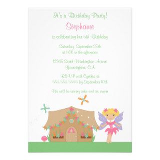 Cute girl's flying fairy birthday party invitation