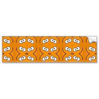 Silly Cartoon Face Repeat Orange Wallpaper Pattern Bumper Sticker