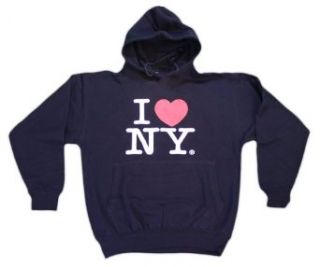 I Love NY New York Hoodie Screen Print Heart Sweatshirt Navy Clothing