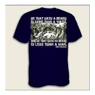 Duck Dynasty Shirt   Duck Commander Shirt   Shakespeare quote   "He that hath a beard is more than a youth, and he that hath no beard is less than a man"   Officially Licensed Shirt (Large, Navy Shakespeare) Clothing