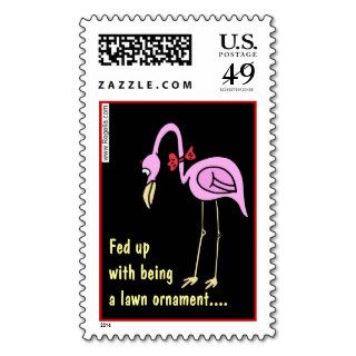 Retro 1950 Flamingo Lawn Ornament Postage Stamp