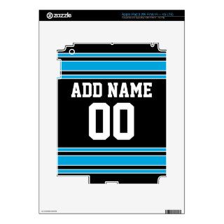 Black Blue Football Jersey Custom Name Number iPad 3 Decals