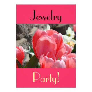 Jewelry Party invitations Hot Pink Spring Tulips