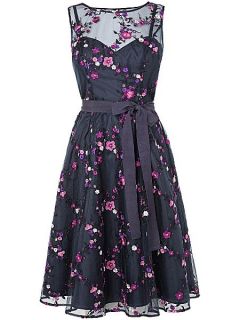 Phase Eight Fleur embroidered dress Navy