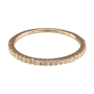 FM42 18k Yellow Gold Plated Micro Pave CZ Half Eternity 1.6mm Thin Band Stackable Ring Size 3 8 Jewelry