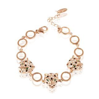 Fashion Plaza Leopard Crystal Pav� Tennis Bracelet Gold Tone 7" 8" B58 Jewelry
