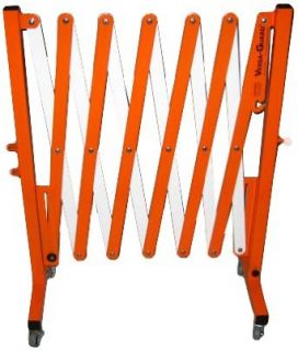 Versa Guard VG 3000 C Aluminum/Steel Expandable Portable Safety Barricade with Non Marking 2" Caster and Brake, 39" Height, 17" to 136" Expanded Height, Orange/White Industrial Safety Chain Barriers