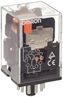 Omron MKS3P AC110 General Purpose Relay with Mechanical Indicator, Basic Model Type, Plug In Terminal, Non Standard Internal Connections, Triple Pole Double Throw Contacts, 24.2 mA at 50 Hz and 21 mA at 60 Hz Rated Load Current, 110 VAC Rated Load Voltage