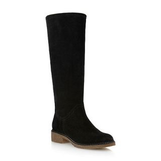 Dune Black faux fur lined knee high boots