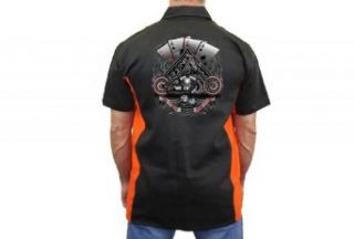 Biker Mechanic Work Shirt "Let It Ride Aces" at  Men�s Clothing store