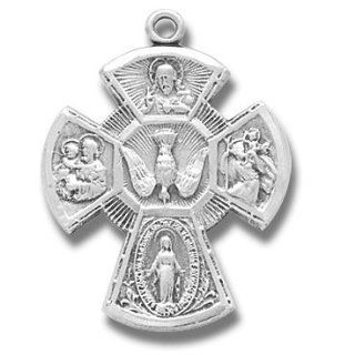 Large Sterling Silver 4 way Medal with 24" Stainless Steel Chain in Gift Box. The Four Way Medal Most Simply Put, the 4 Way Medal Is a Medal Created Out of a Combination of Four Popular Catholic Medals. Traditionally, the Four Way Medal Is Cross shape