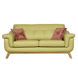 Medium pistachio green leather Kandinsky sofa with light wood feet