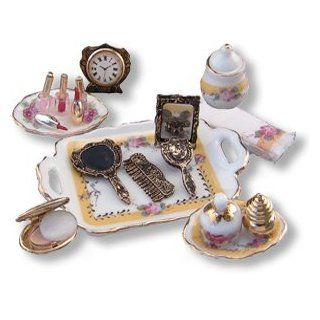 Reutter Porcelain French Rose Miniature Makeup Table Set Toys & Games