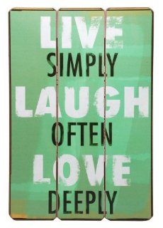 Capri PH41711 4 Wooden Wall Plaque with Vintage Look Finish, Live Simply Laugh Often Love Deeply, 12 by 18 Inch   Wooden Word Signs