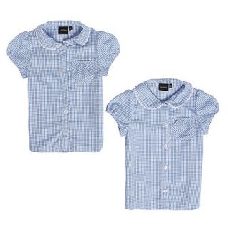 Girls pack of two blue gingham school uniform blouses