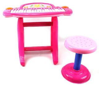 Little Rockers Deluxe Childrens 36 Keys Toy Piano Keyboard w/ Microphone & Chair (Pink) Records & Plays Back Your Little Ones Music Toys & Games