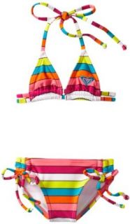 Roxy Girls 2 6X Caliente Sun Teenie Wahine Tiki Tri Swimsuit Set, Pink, 2T Clothing