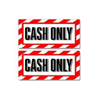 Cash Only Sign   Alert Warning   Set of 2   Window Business Stickers Automotive