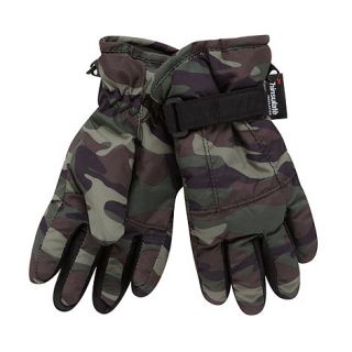 bluezoo Boys green thinsulate camouflage fleece lined gloves