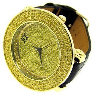 Luxury Men's 4 Row Watch   Heavy Bling Yellow Iced Out   24k Gold Plated Watches