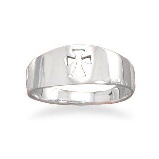 Small Cut Out Sterling Silver Cross Band Ring Jewelry