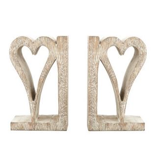 Hand carved wooden heart bookends