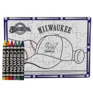 MLB Milwaukee Brewers Color Your Own Puzzle & Crayons Set  Sports Fan Wallets  Sports & Outdoors