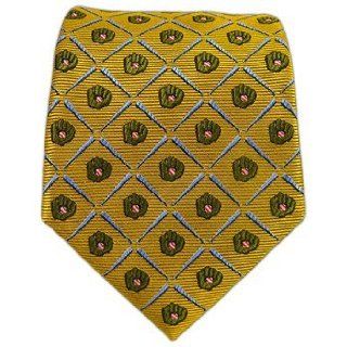 100% Silk Woven Gold America's Past Time Patterned Tie at  Mens Clothing store Neckties