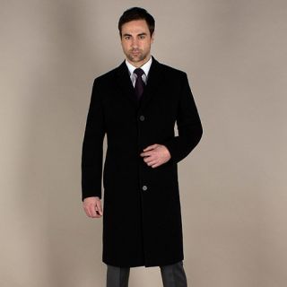 Jeff Banks Black plain long overcoat