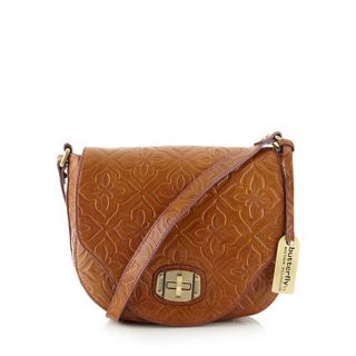 Butterfly by Matthew Williamson Designer tan embossed leather cross body bag